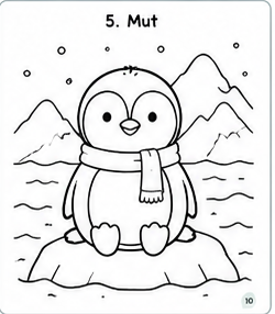 Ausmalbild Pinguin: Ich darf mutig sein.